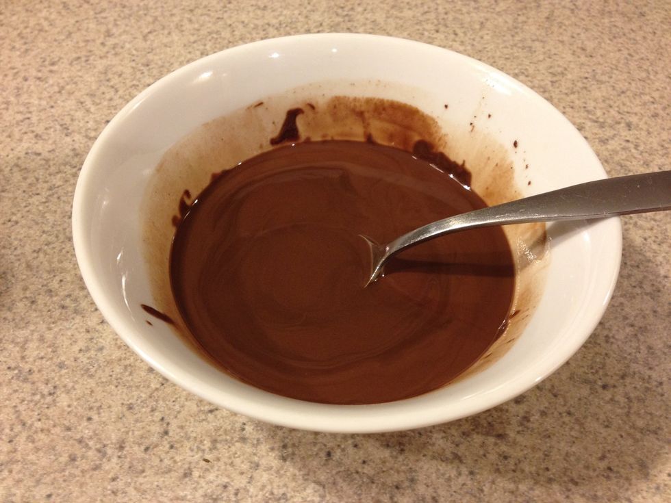 The melted chocolate will look something like this.