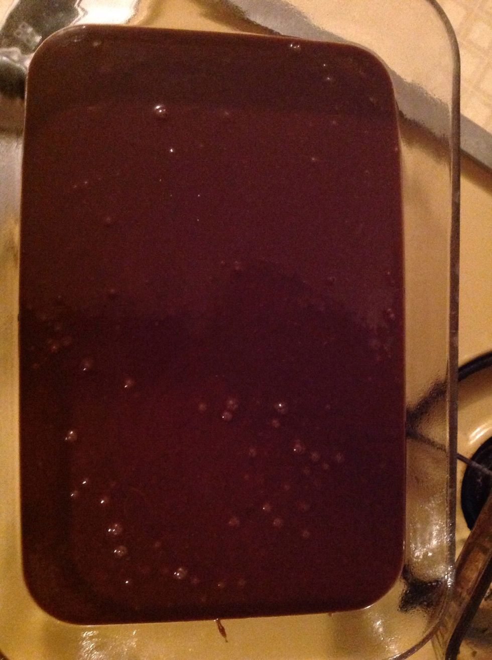 The mix in the Pyrex should cover the whole bottom