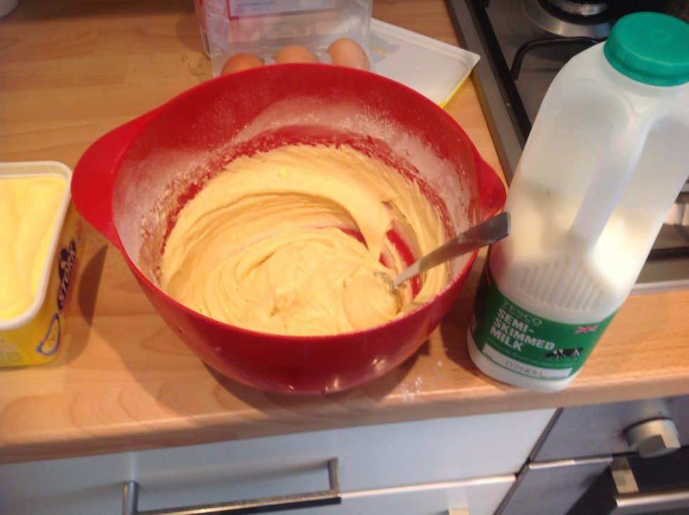 The mix should be a dripping consistency, if it's not add a bit of milk to thin out