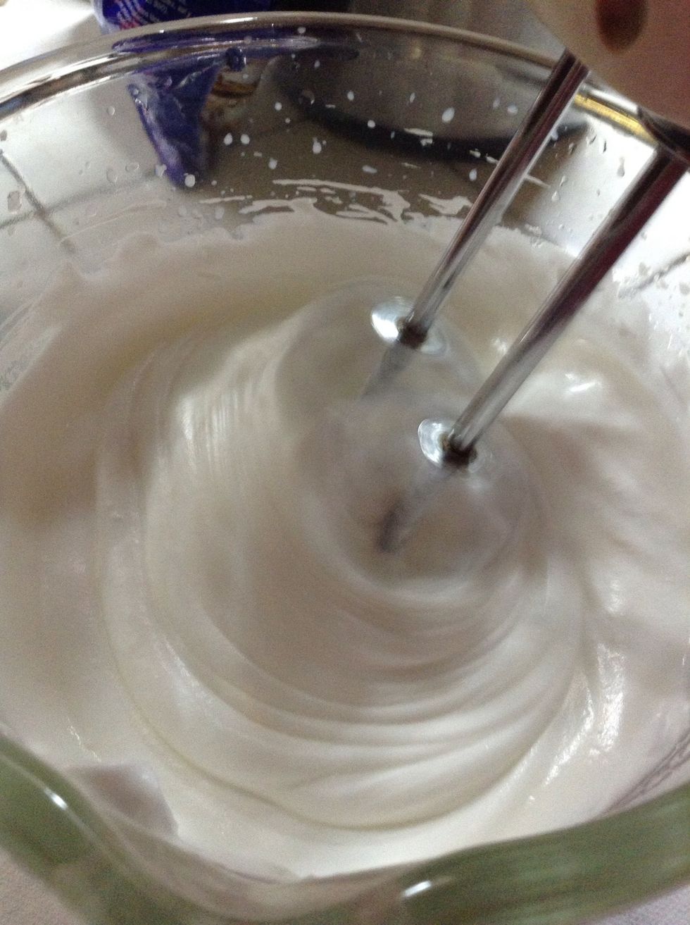 The mix starts thickening and having volume