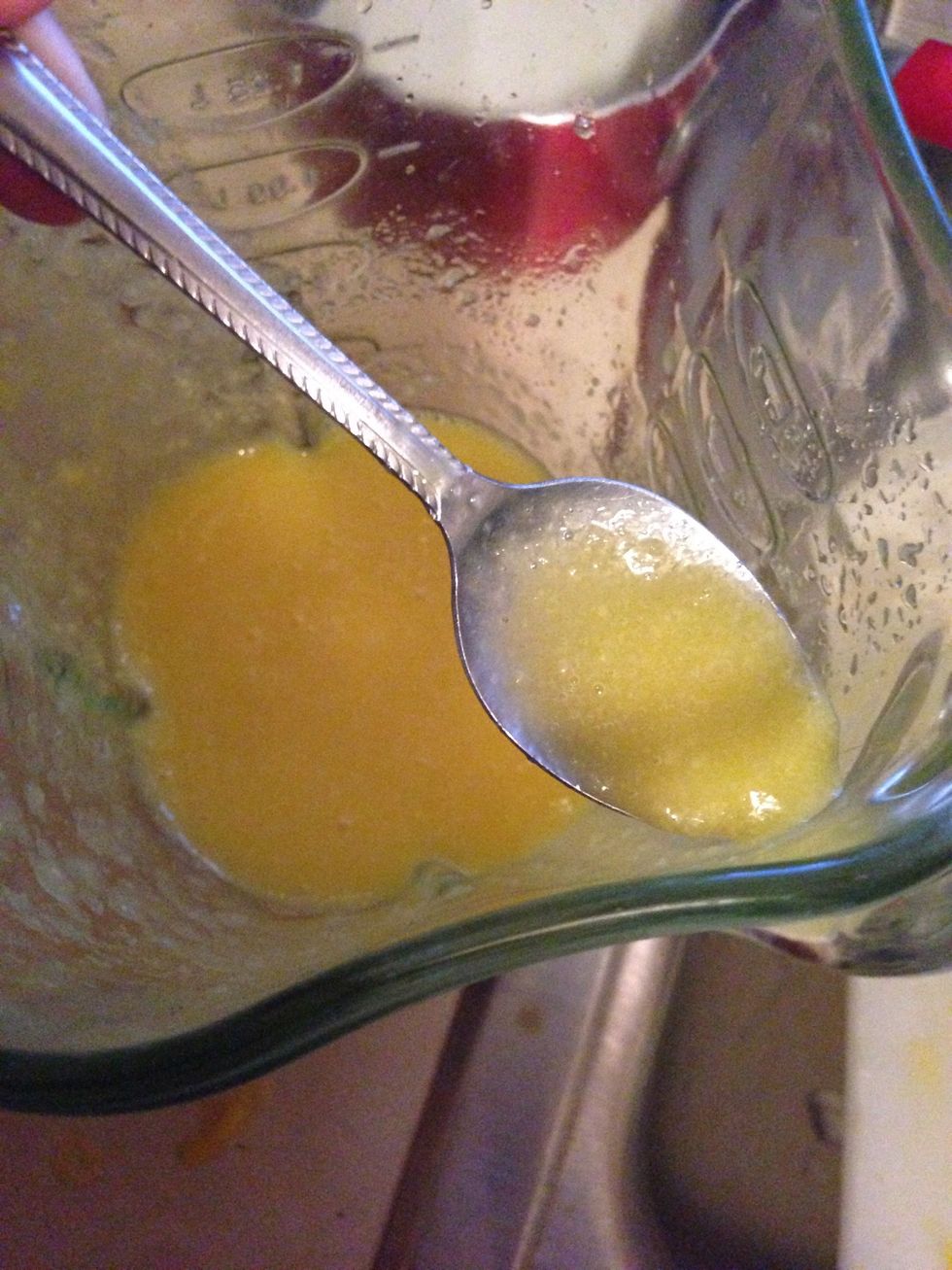 The mixture should have a pulpy texture. If it is too chunky or too thick add a little bit more water.