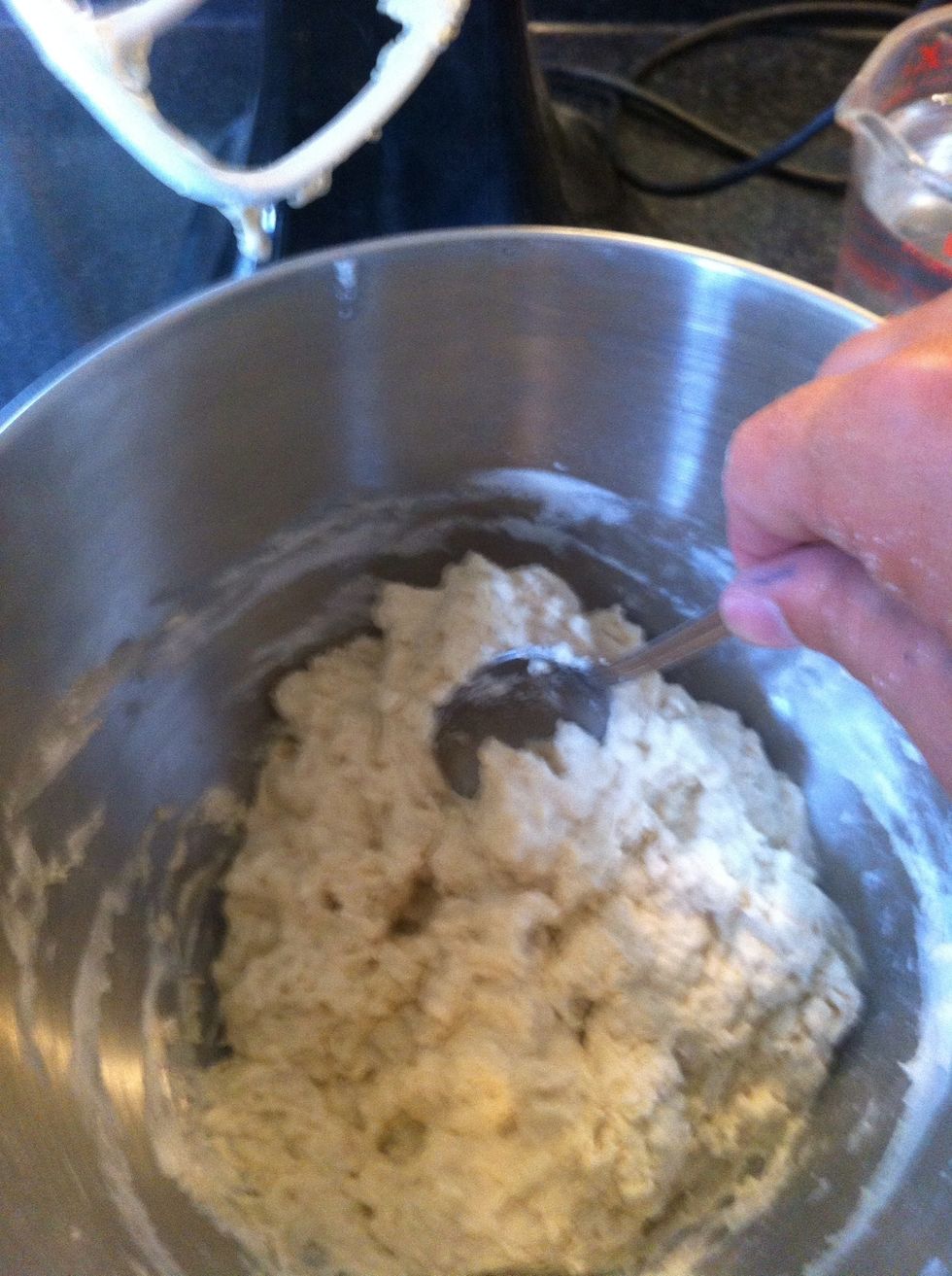The mixture should look like a very thick batter. Not like a dough.