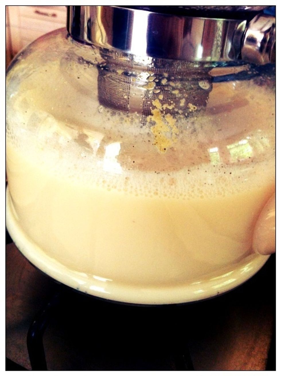 The mixture should turn a light, milky brown.