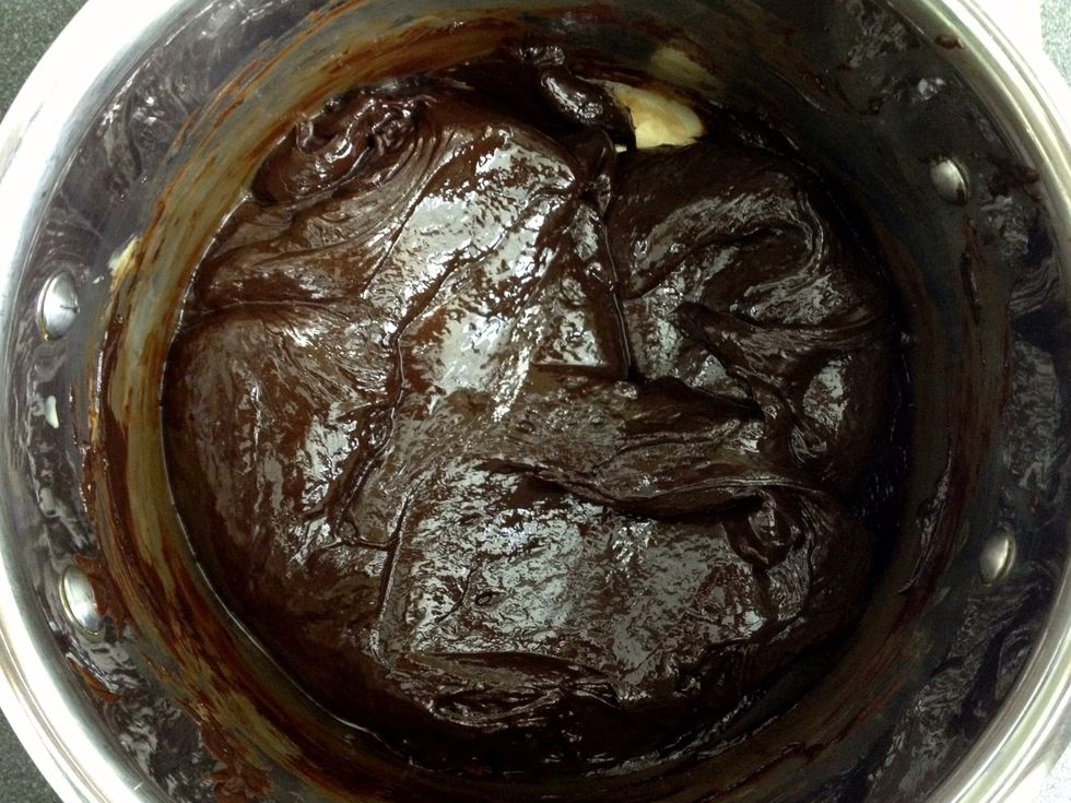 The mixture will look better and less slick than this. I mistook my scrawly 3 for a 5 and used 50g of butter instead of 30g. Do as I say and not as I do kid and you will go far!