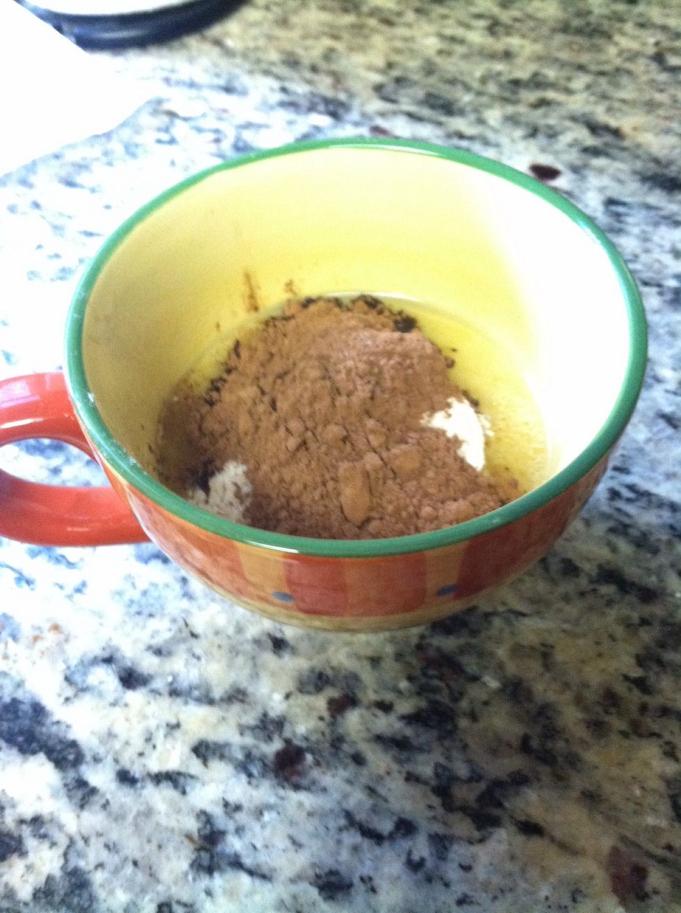 The mixture will look like this when you put all of the dry and wet ingredients together. Take your fork or whisk and mix.