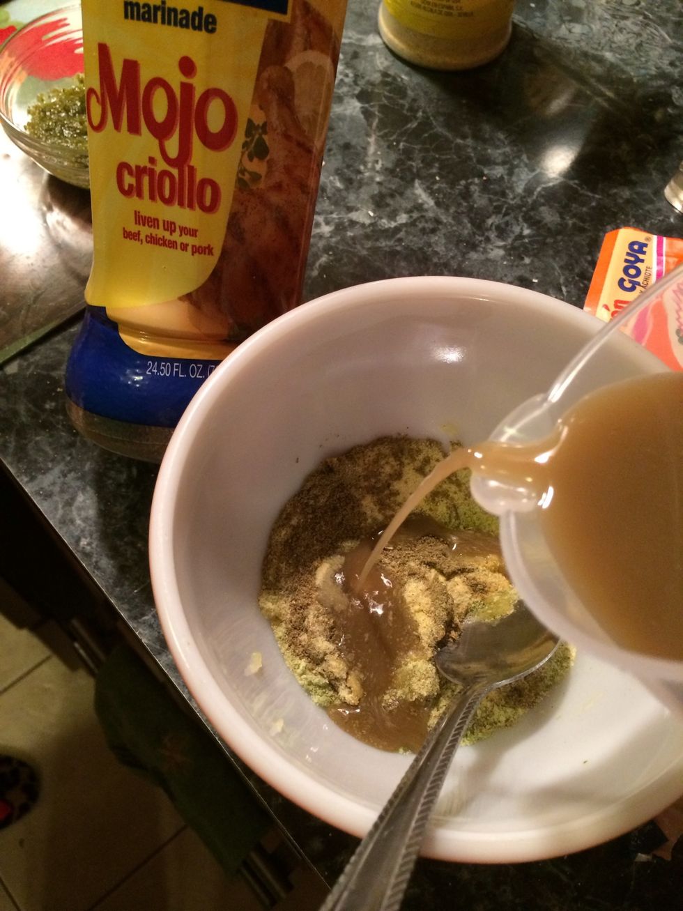 The mojo was added to the spice mix at this point.