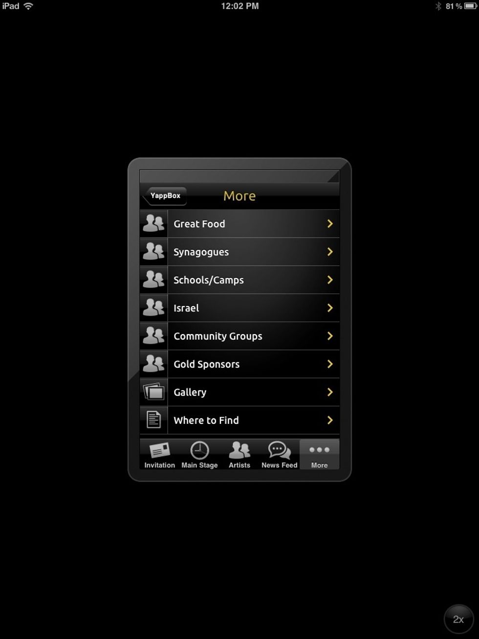 The More button includes food, nonprofits and other info.