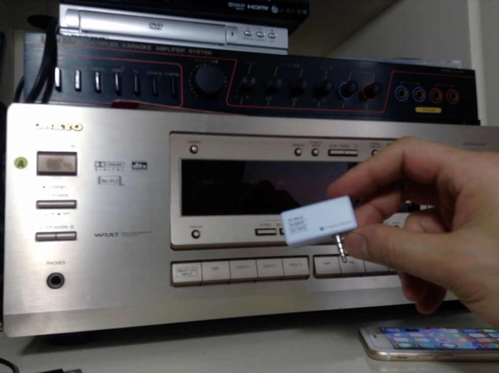 The Music Transmitter for iPhone is a simple plug and play device that requires no set up, bluetooth or App.