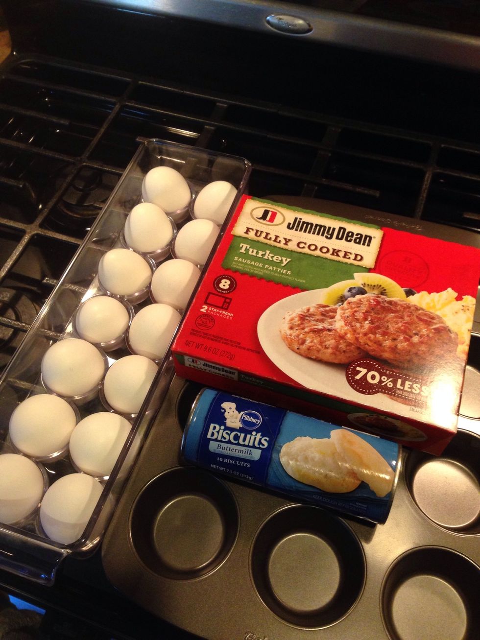 The necessities. You can substitute for precooked bacon instead of precooked sausage or spicy sausage as well. Use your shredded cheese of choice as well.