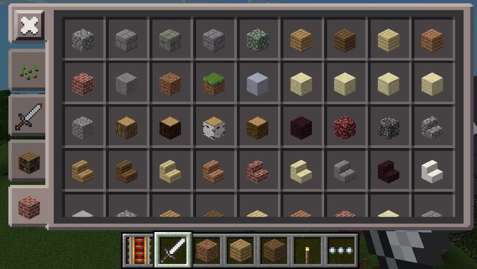 The new creative mode layout, which is more organised than before the update, but takes time to get used to, because I need to get used to which category the thing I need is in