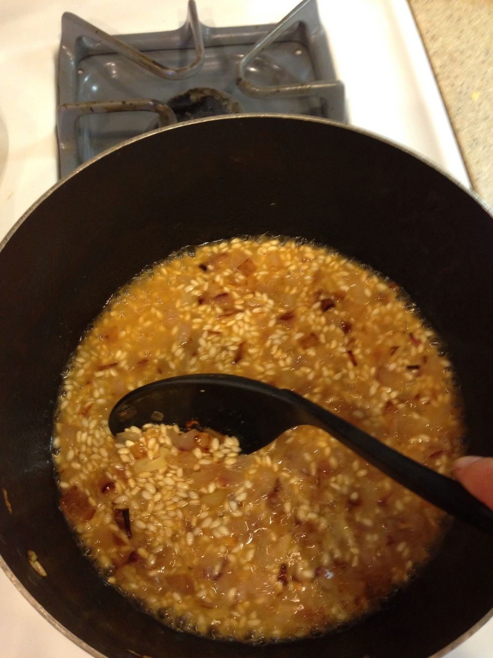 The next 20 minutes will be dedicated to stirring the risotto! Get comfy!