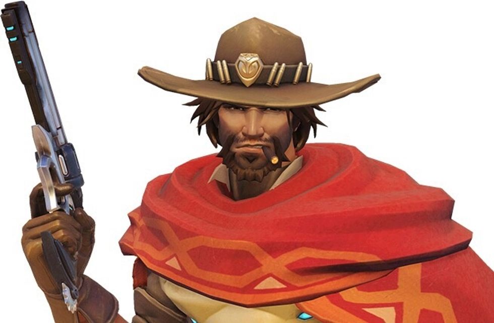 The next assault character I would use would be Mccree. I chose Mccree because in some cases is you get 2 shots you can get an instant kill. You can also stun and then shoot all the bullets at once.