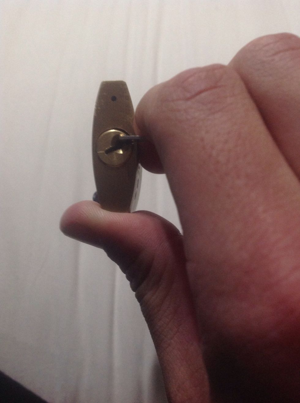 The next best thing to do is know which way the lock needs to turn in order to open. The one I am using turns to the right as shown.