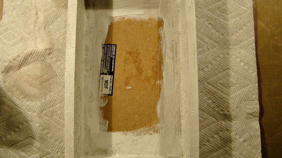 The next box I decided to paint it white, so I prepped with white gesso first.