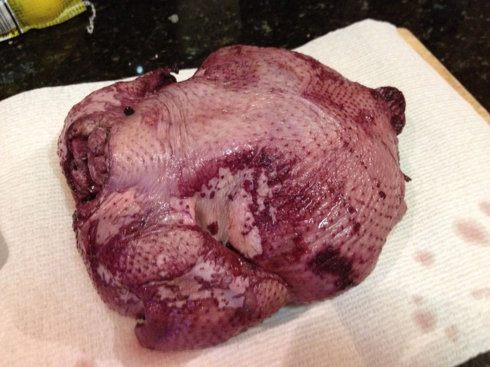 The next day, take out the chicken from the marinade. Pat dry with paper towels.