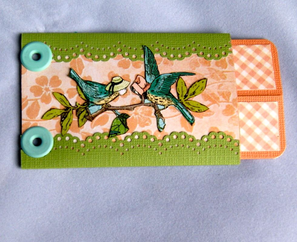 The next five images are examples of how to embellish each page. All the fussy cut images are from the collection mentioned in the supply list. You can embellish as desired.