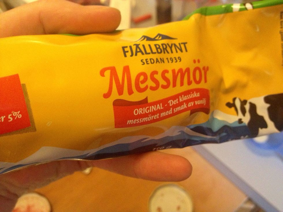 The next ingredient to add is the whey cheese (the Swedish word is messm\u00f6r). I don't know if it's possible to get ahold of but the dish tastes good also without it.