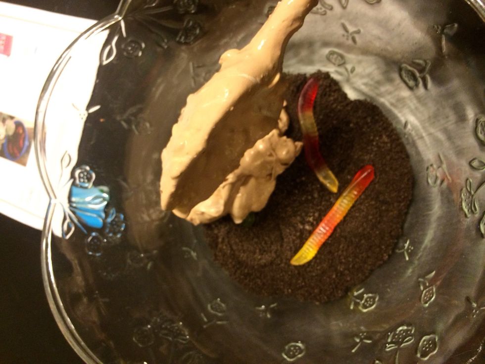 The next layer is the pudding mix