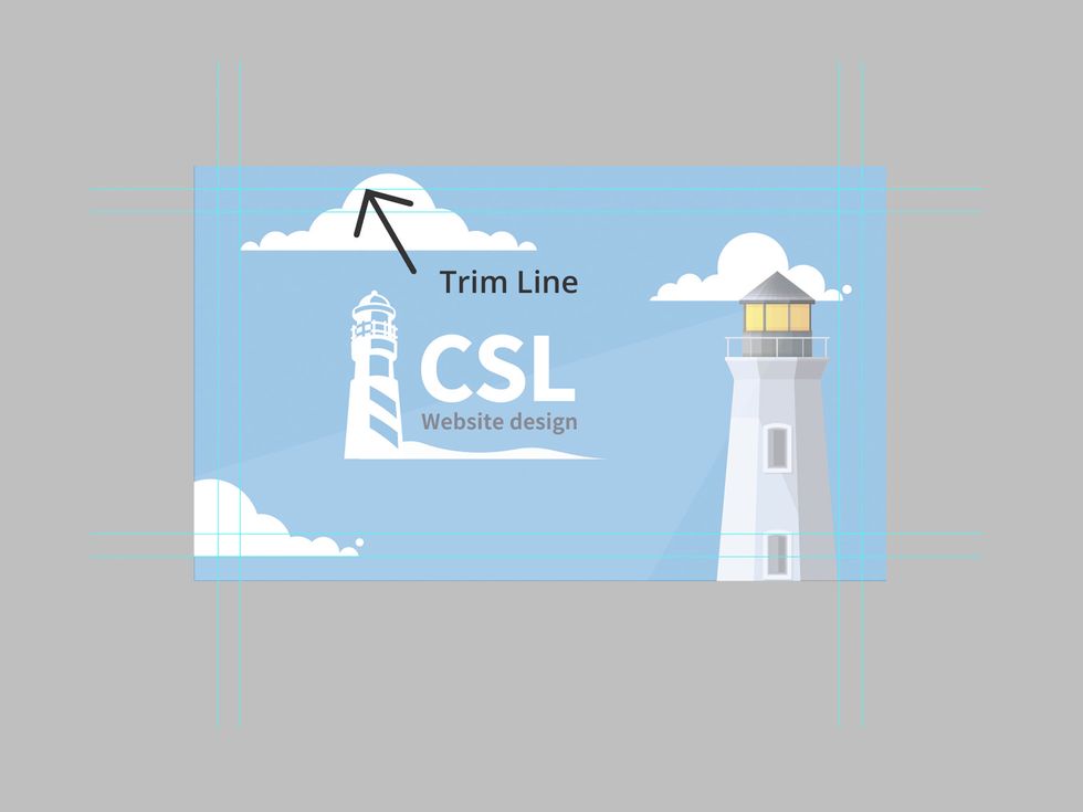 The next line is a 'Trim Line'. Anything between the bleed lines and this line will be what is cut off during the printing process. These lines are 38 pixels away from the bleed lines.