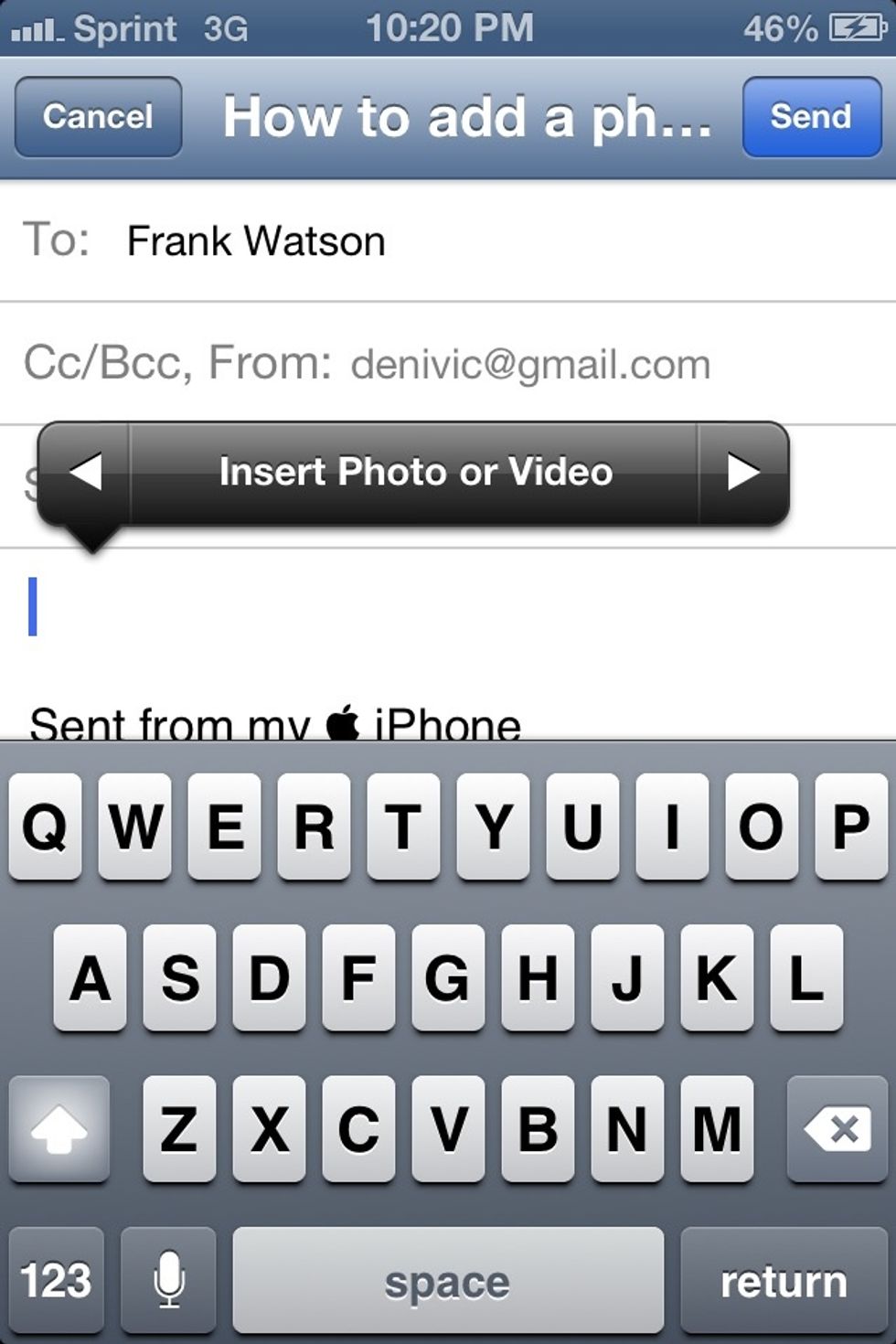 The next menu will give you the option to add a photo from your camera roll. Finally, select the image you want to attach.