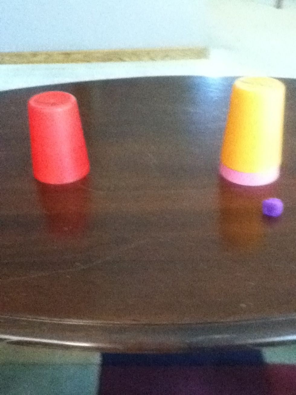 The next one you show off your skills, and put two cups on top of each other