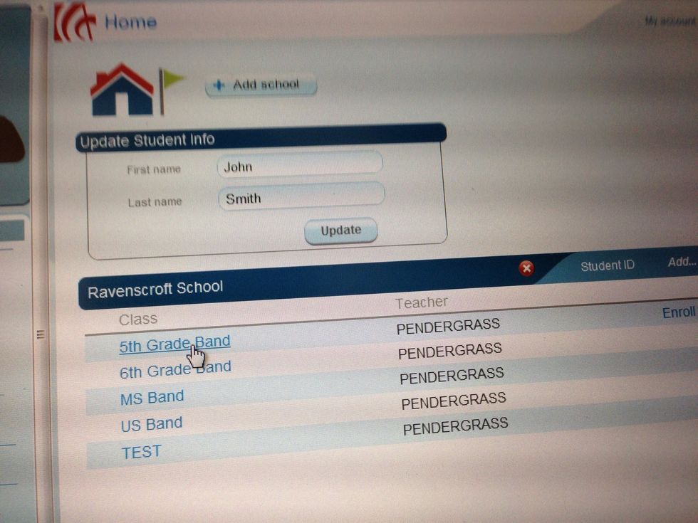 The next page will have you fill out your name, and pick the band you are enrolling in.