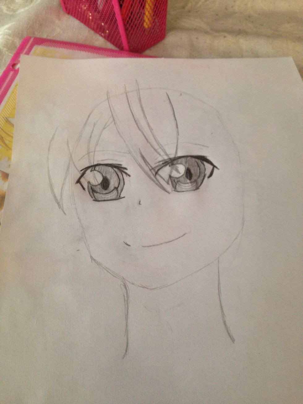 The next part of his hair is on the left side of his face and falls upon his eye