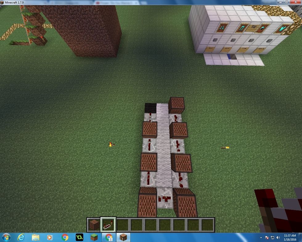 The next Repeater you need to put down, you need to bring it to 4 ticks (Right click it three times).