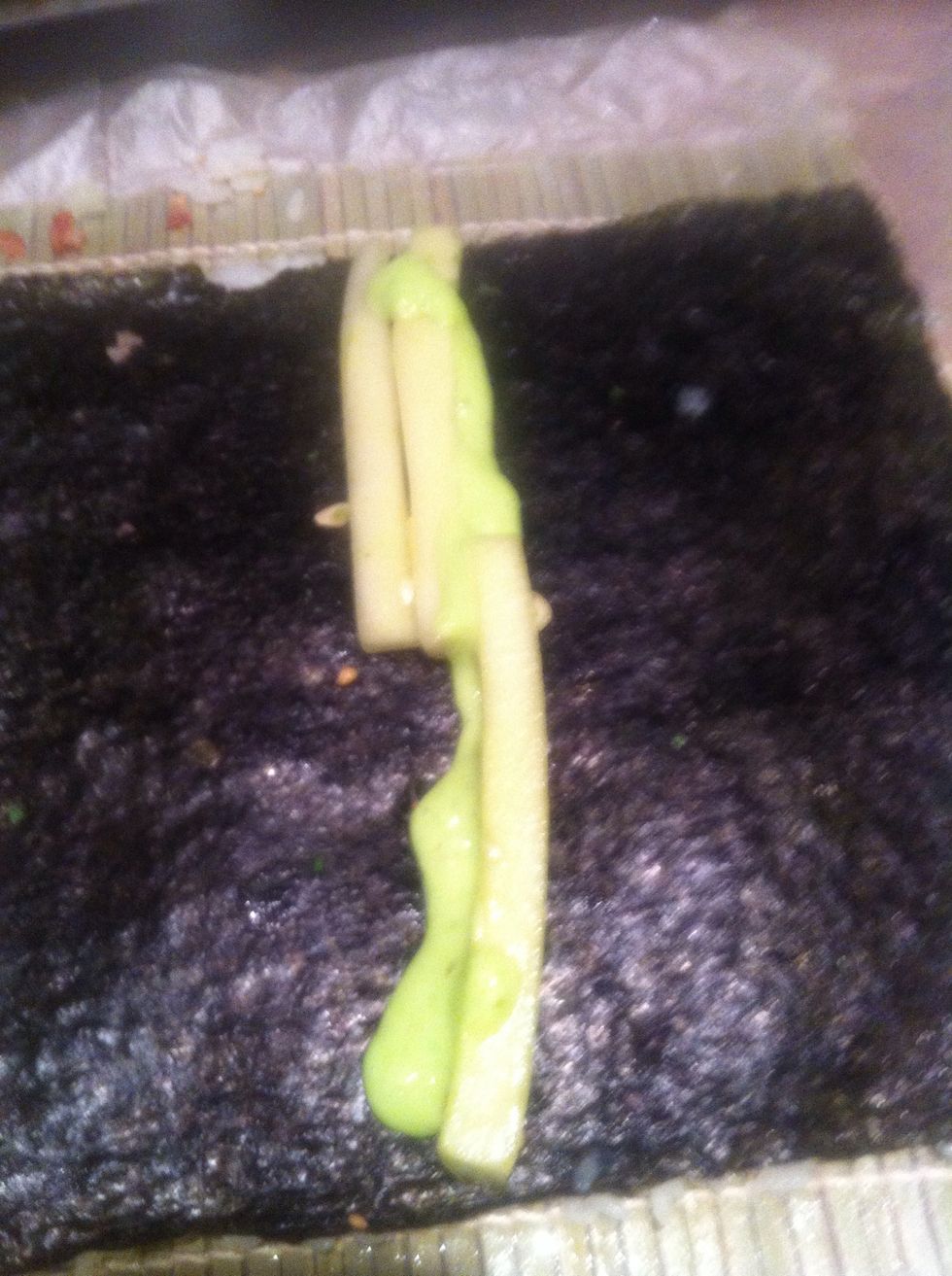 The next rolls just repeat the process. Just add different insides and outsides I made the spicy tuna, soft shell crab. Mix and match. Can't really go wrong. Add cream cheese if you like.