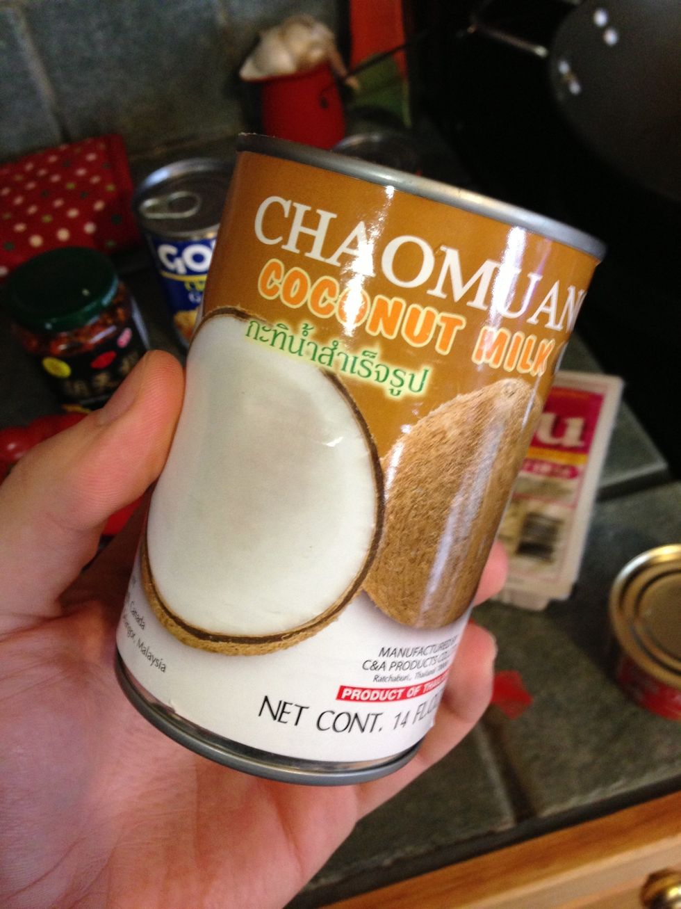 The next secret ingredient is coconut milk. Whatever kind you can find is fine. Just make sure it's not coconut water or coconut cream.
