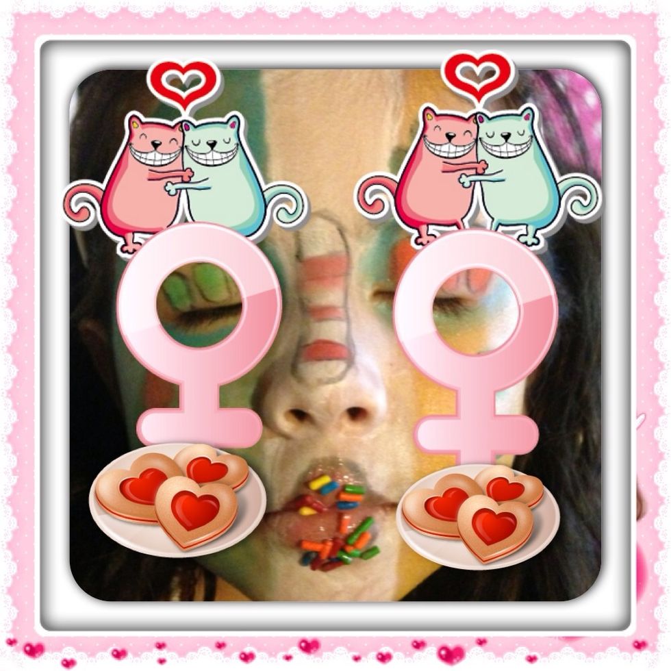 The nose is the red bean fire power and the mouth is the donut