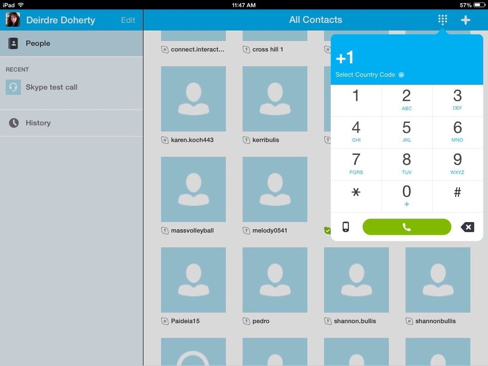 The number pad is also available from this dashboard page. It is located in the top right corner.