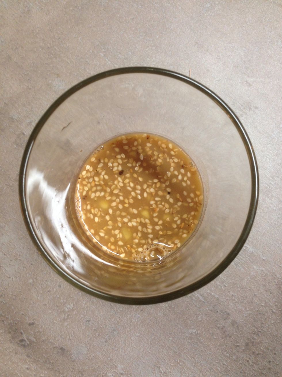 The oil and juice will start binding together beautifully and become creamy. The shaking also released the yummy flavors of sesame and ginger. *I don't add sugar or salt, but you can season to taste.