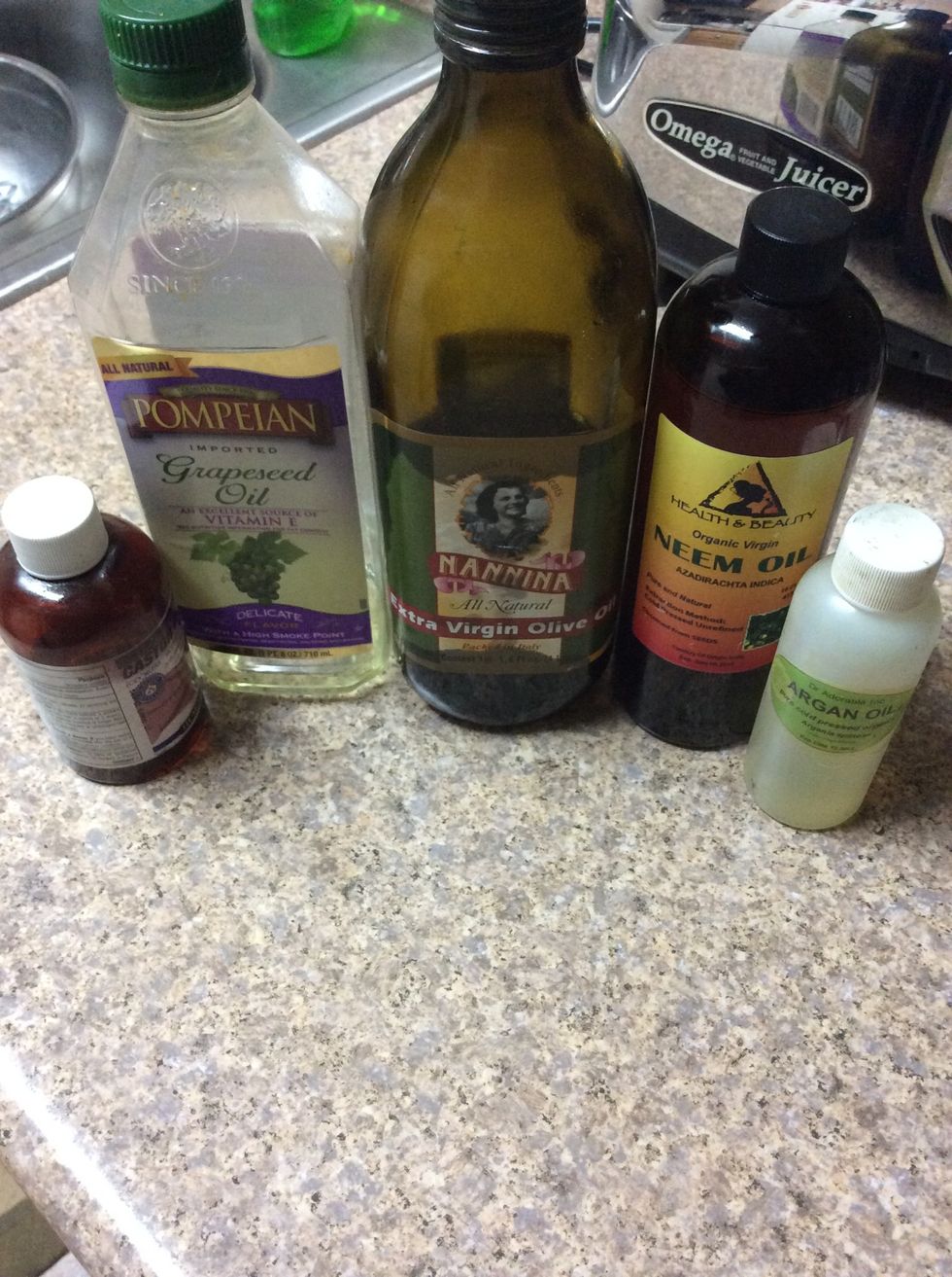 The oils that I used. What you choose to use is totally your preference.