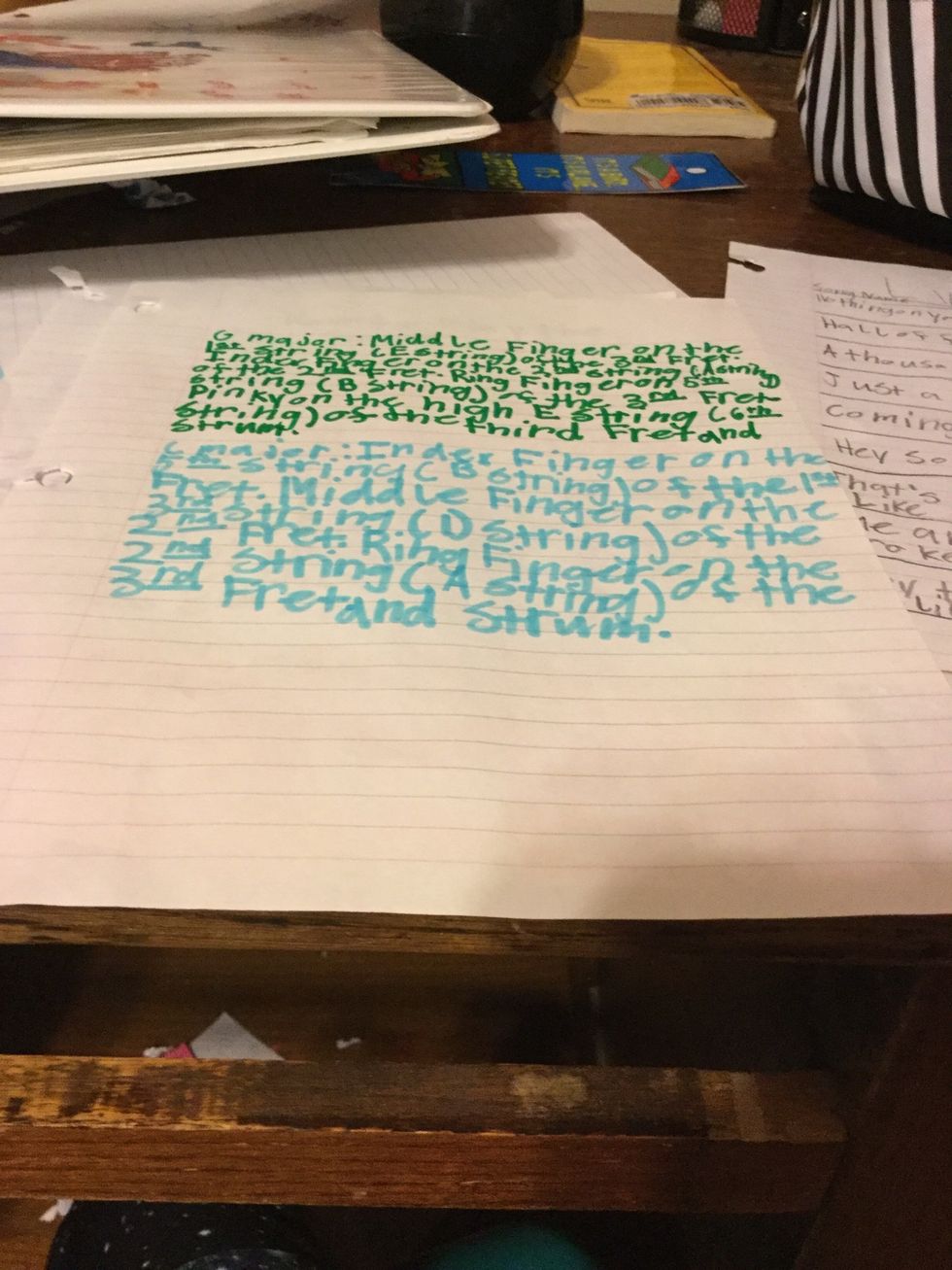 The on another page I wrote how to do the G major and the C major