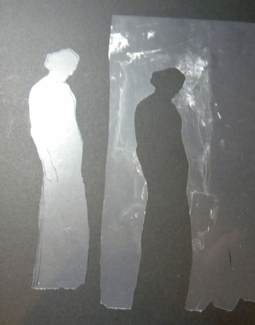 The one on the left is the silhouette mask and the right is the stencil. Keep both pieces. We will use the stencil for this project, but the mask can be used in lots of creative ways too.