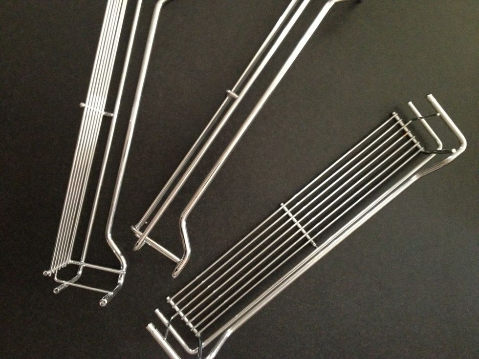 The other item I used was a metal spice rack I found at Goodwill. It had pieces, but no support pieces- great for me!  These are a few of the metal rack pieces.