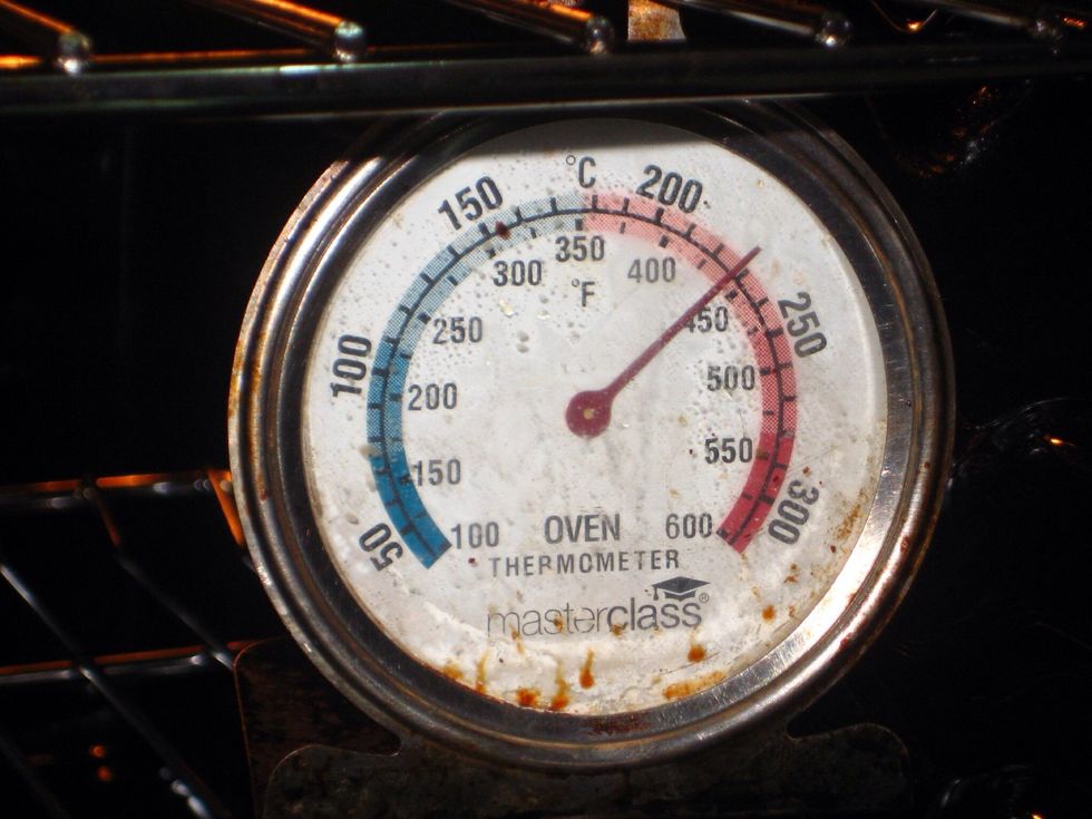The oven is hot and ready for use.