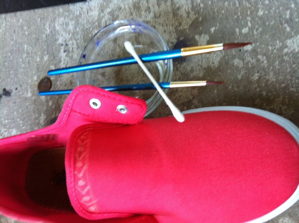 The paint brushes are for applying the bleach to the shoes I used a bowl put in the bleach in so it was easy for me to transported to the bleach