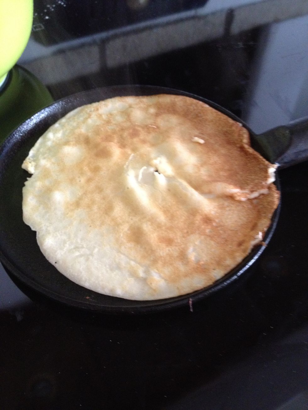 The pancake is done when it turns a little golden or gets some brown spots