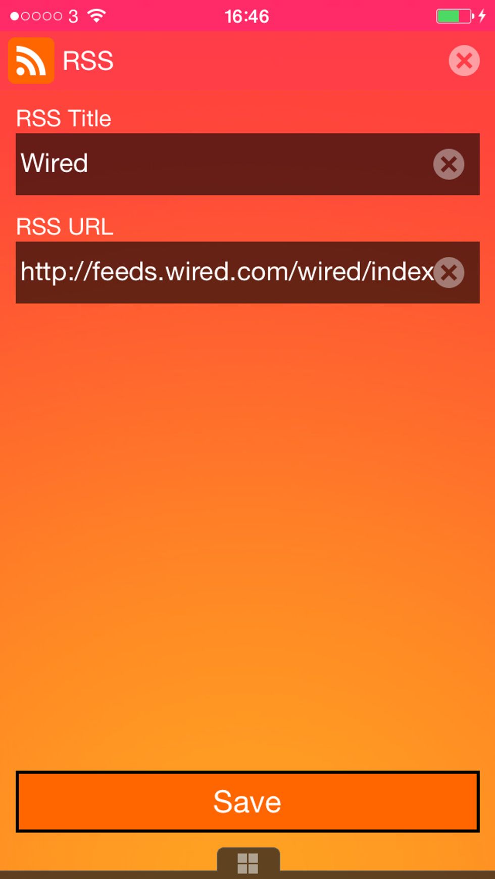 The Panel will flip over to the custom RSS setting. Here you can enter your own RSS URL addresses and the feed title. Once finished, click Save.