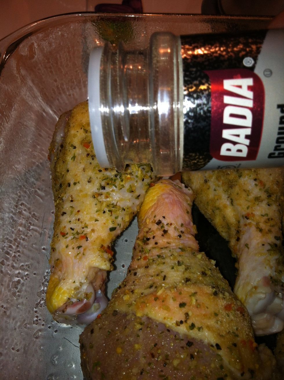 The pepper I slowly place on each chicken so I don't over do it
