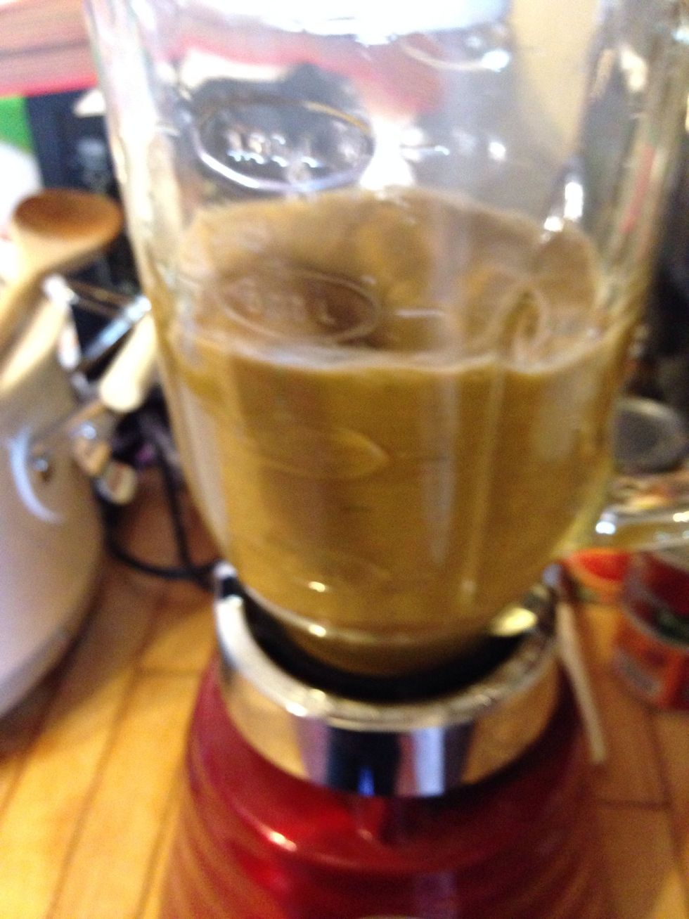 The peppers should be pur\u00e9ed if it is too thick add more soaking water. I used 1/2 cup of the soaking water.