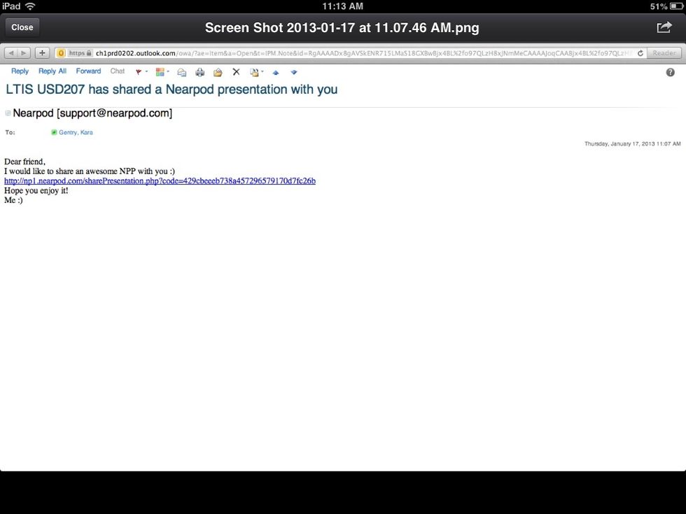 The person(s) you shared your presentation with will receive an email with a hyperlink to the presentation.