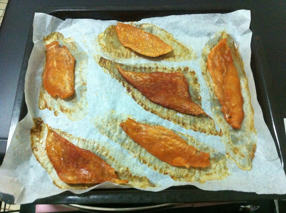 The pieces shrink significantly in the oven. This is what it should look like when it's done.