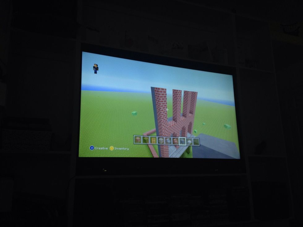 The pillars should be 5 blocks high on each with a base under them