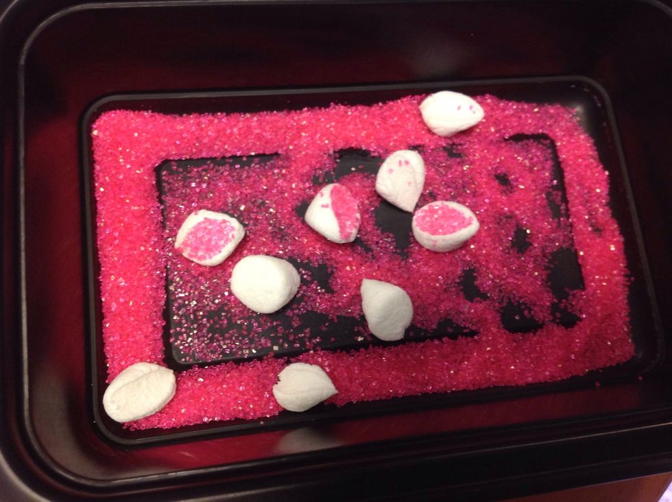 The pink sprinkles will stick on the inside and will look like the ones in the picture.