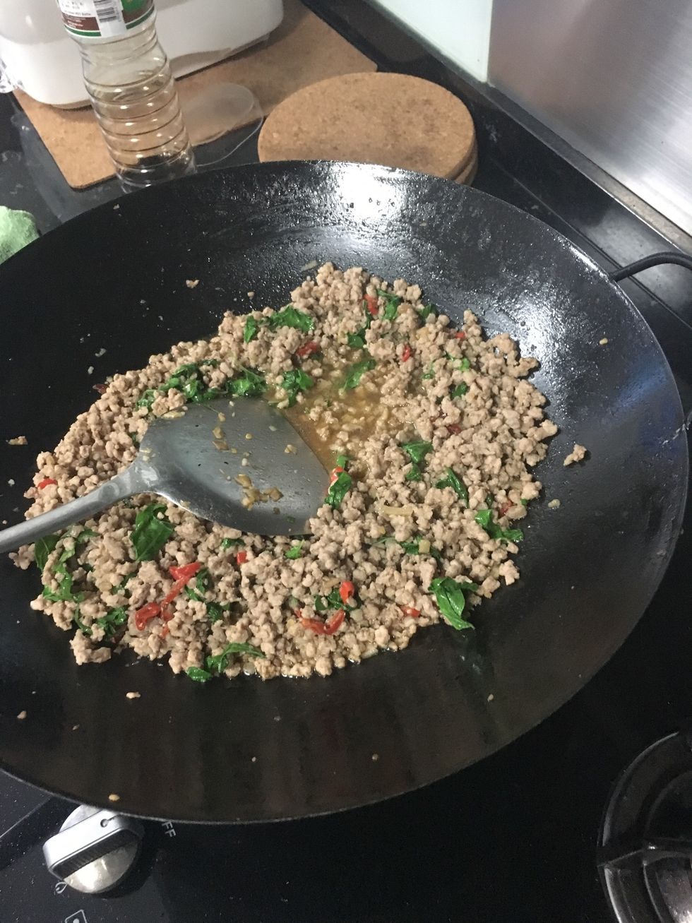 The pork rice should end up looking something like this.