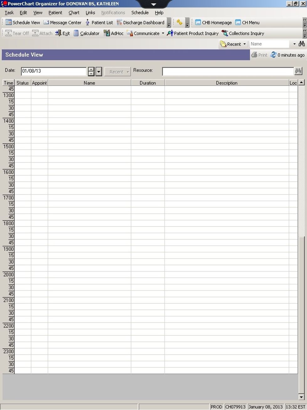 The PowerChart screen will appear.
