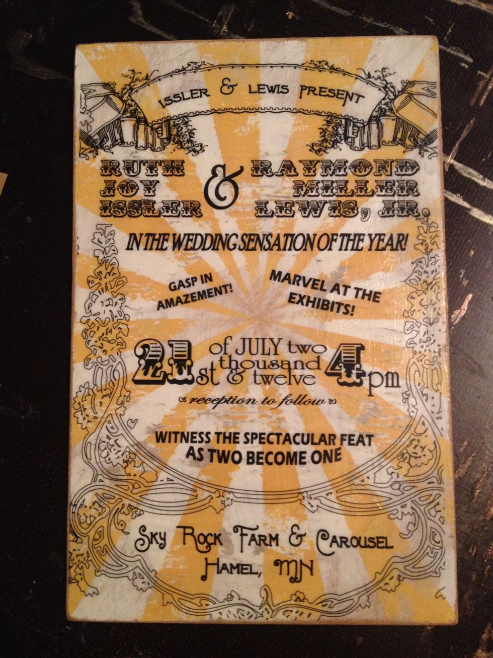 The printer-friendly side of the transparency was carefully adhered using ModPodge gloss.